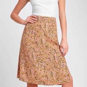 Mustard Yellow Floral 🌼 A-Line Midi Skirt
